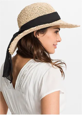bonprix Süßer Sonnenhut mit farblich abgesetztem Band - beige Super Rabatt
