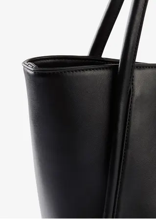 bonprix Modischer Shopper in Lederoptik - schwarz - Damen Rabatt