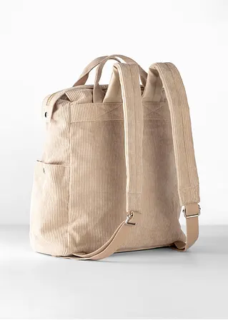 bonprix Weicher Rucksack in Cordoptik - beige - Damen Flash Sale