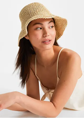 bonprix Modischer Bucket Hat aus Stroh - beige - Damen Online Shopping