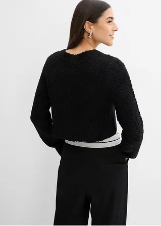 bonprix Lässige Strickjacke mit Knopfleiste kurz geschnitten - schwarz Cyber Monday