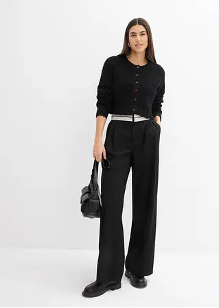 bonprix Lässige Strickjacke mit Knopfleiste kurz geschnitten - schwarz Cyber Monday