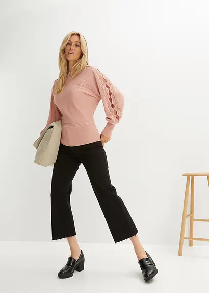 bonprix modischer Pullover mit Spitze - rosa - Damen Valentinstagsangebot