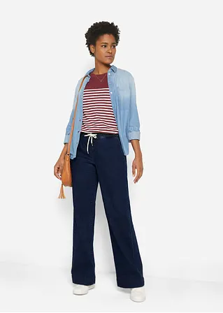 bonprix Weite Schlupfjeans mit Stretch und einem Bindegürtel Neueste Mode
