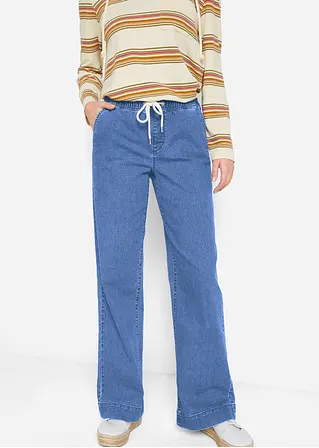 bonprix Weite Schlupfjeans mit Stretch und einem Bindegürtel Online Outlet