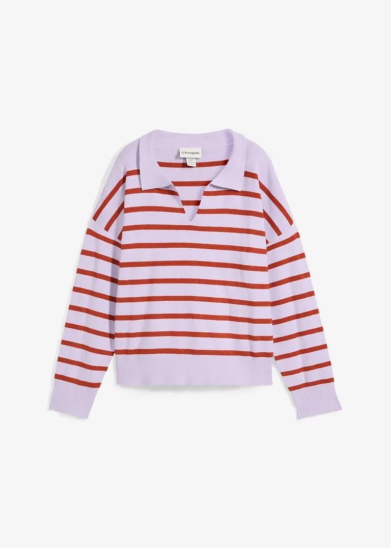 bonprix Pullover mit Kragen in Oversize-Form - lila - Damen
