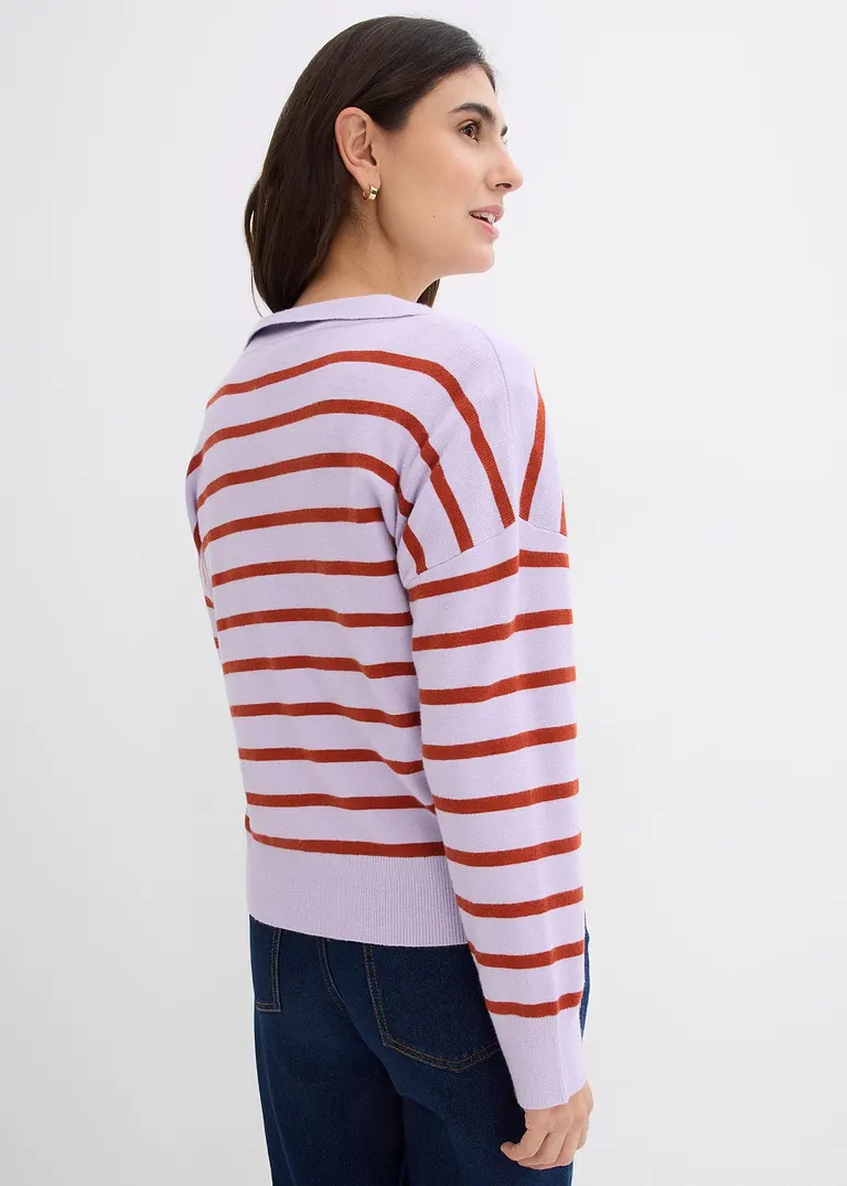 bonprix Pullover mit Kragen in Oversize-Form - lila - Damen Exklusive Angebote