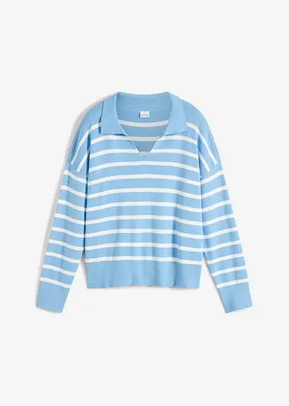 bonprix Pullover mit Kragen in Oversize-Form - blau - Damen