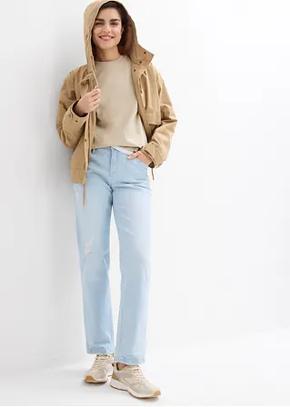 bonprix Straight Jeans im Used Look - blau regular - Damen Bestseller