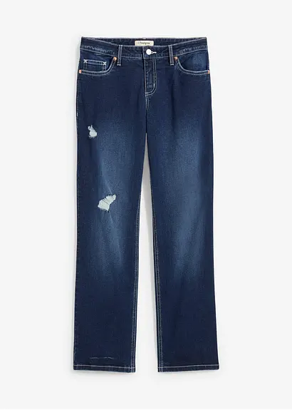 bonprix Straight Jeans im Used Look - blau regular - Damen