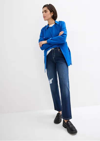 bonprix Straight Jeans im Used Look - blau regular - Damen Saisonale Angebote