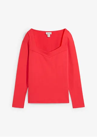 bonprix Langarm-Shirt mit modischem Ausschnitt - rot - Damen