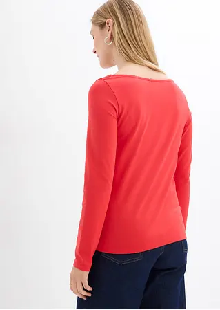 bonprix Langarm-Shirt mit modischem Ausschnitt - rot - Damen Super Sparpreis