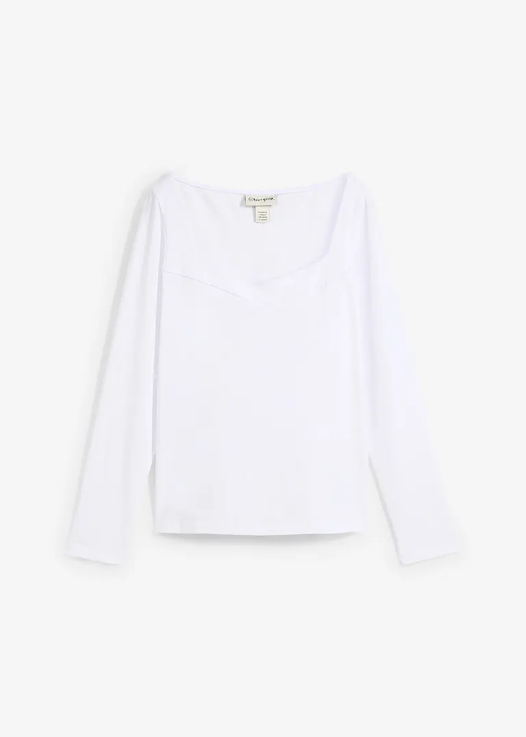 bonprix Langarm-Shirt mit modischem Ausschnitt - weiß - Damen