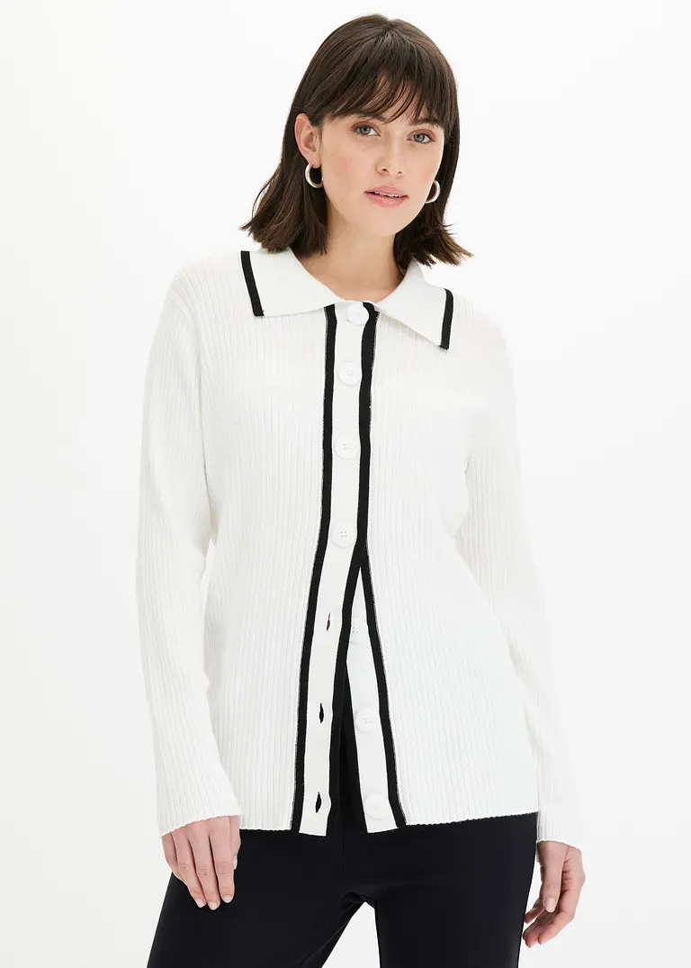 bonprix klassisch schöner Smart Cardigan - weiß - Damen Kostenlose Rückgabe