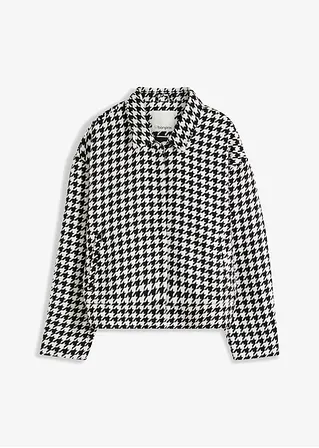 bonprix modische Jacke im Blouson-Stil mit Hahnentritt-Muster - schwarz