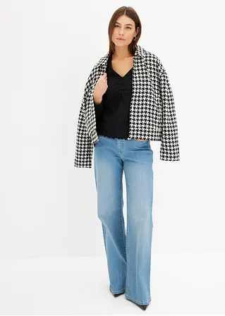 bonprix modische Jacke im Blouson-Stil mit Hahnentritt-Muster - schwarz Letzte 3 Tage
