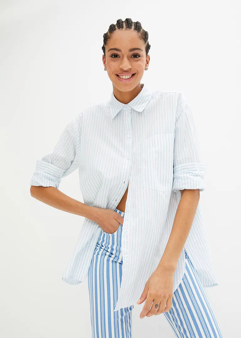 bonprix Oversized Bluse aus einem Bio-Baumwollstoff mit Webstruktur Letzte 2 Tage