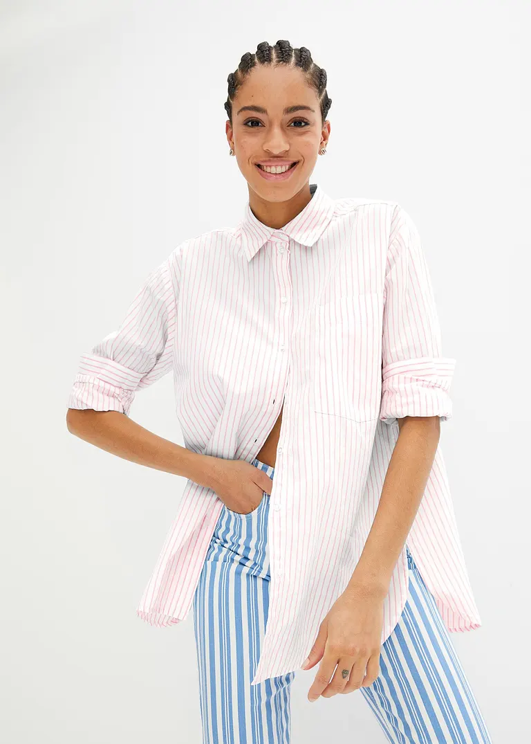 bonprix Oversized Bluse aus einem Bio-Baumwollstoff mit Webstruktur Letzter Tag