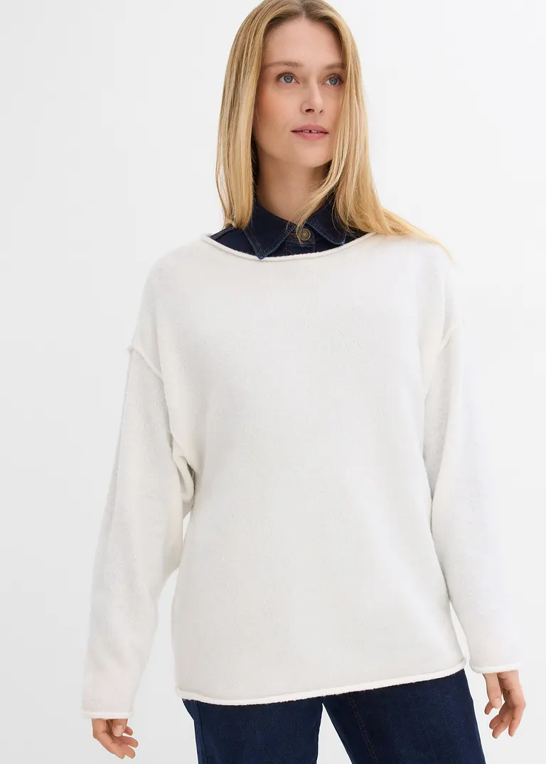 bonprix Lässiger Pullover mit weitem Ausschnitt - weiß - Damen Zeitbegrenzte Promotion