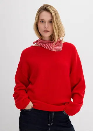 bonprix Lässiger Pullover mit weitem Ausschnitt - rot - Damen Bis zu 50% Rabatt