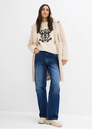 bonprix Langes Sweatshirt mit schöner Stickerei - beige - Damen Sonderangebot der Fabrik