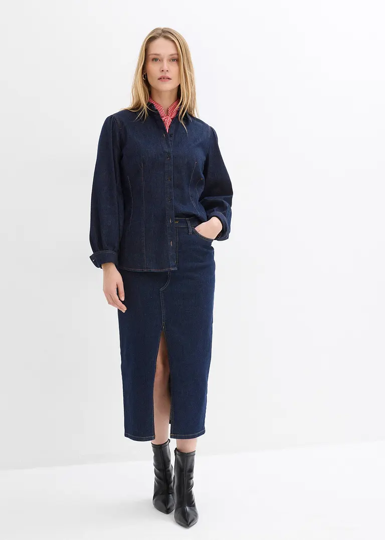 bonprix Jeans-Hemdbluse mit weiten Ärmeln - blau - Damen Vierteljährliche Förderung