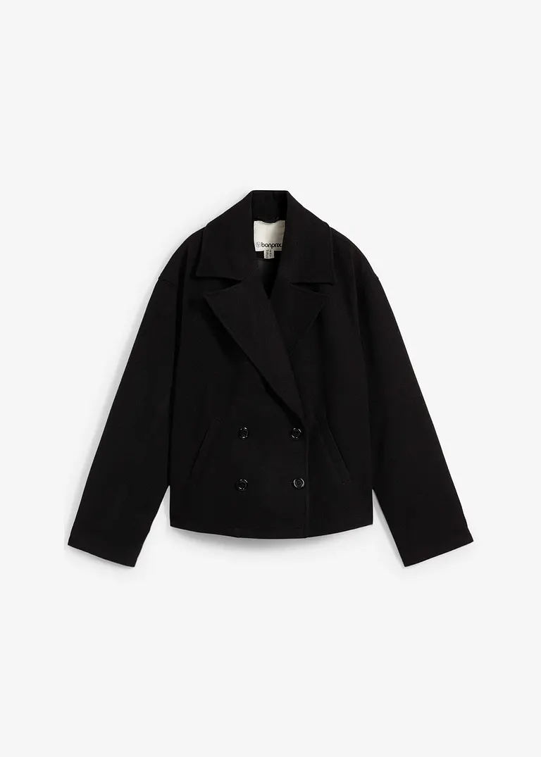bonprix Modische Cabanjacke aus Wollimitat mit einer abnehmbaren Kapuze
