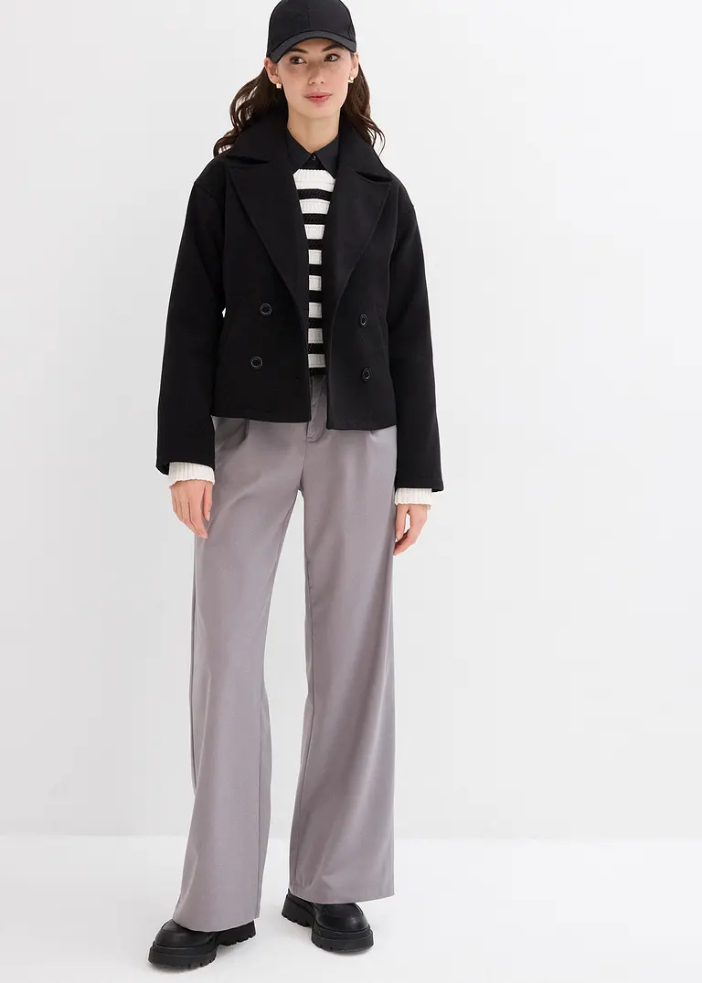 bonprix Modische Cabanjacke aus Wollimitat mit einer abnehmbaren Kapuze Nur noch ein Tag übrig