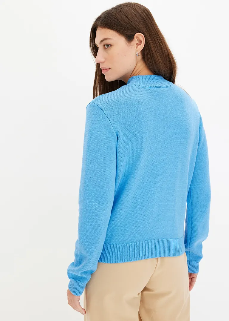 bonprix Kuscheliger Pullover mit Ajourmuster und Perlen - blau Clearance-Verkauf