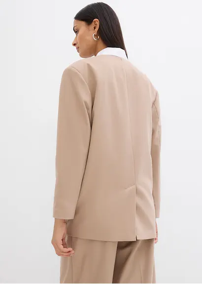 bonprix Oversize Blazer mit Taschen und Verschlussvarianten - beige 50% Rabatt für begrenzte Zeit