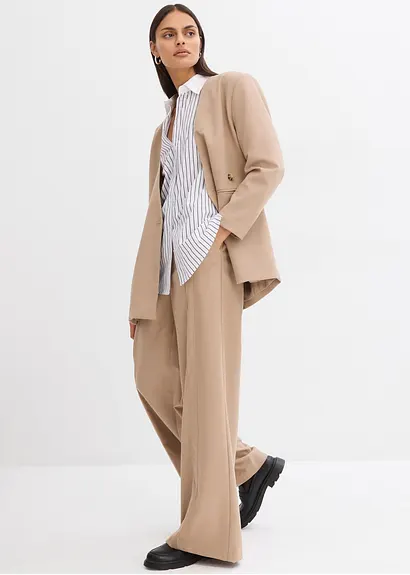 bonprix Oversize Blazer mit Taschen und Verschlussvarianten - beige 50% Rabatt für begrenzte Zeit