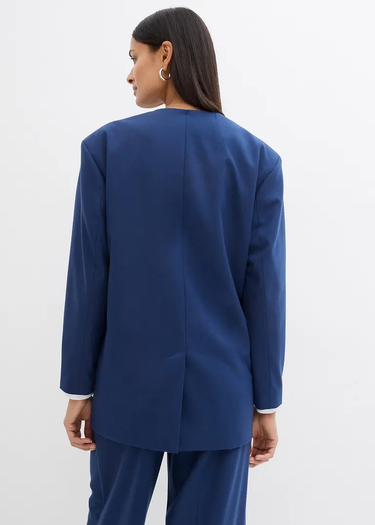 bonprix Oversize Blazer mit Taschen und Verschlussvarianten - blau Rabatte dieses Monats