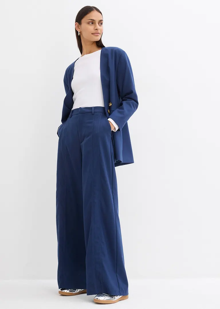 bonprix Oversize Blazer mit Taschen und Verschlussvarianten - blau Rabatte dieses Monats