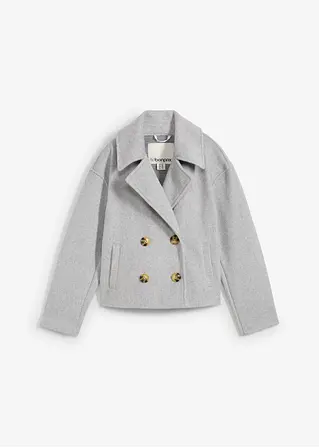 bonprix Kurze Cabanjacke mit breitem Revers - grau - Damen