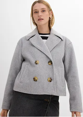 bonprix Kurze Cabanjacke mit breitem Revers - grau - Damen Hotsell
