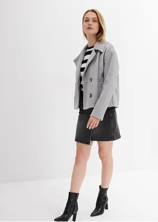 bonprix Kurze Cabanjacke mit breitem Revers - grau - Damen Hotsell