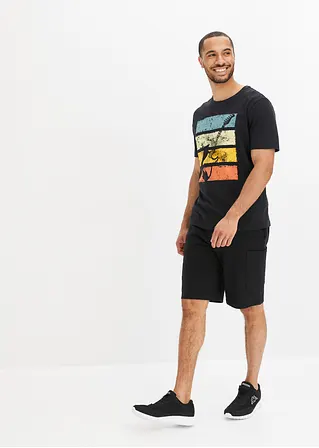 bonprix trendiges T-Shirt mit modernem Gitarren-Motiv vorne - schwarz Kostenloser Versand