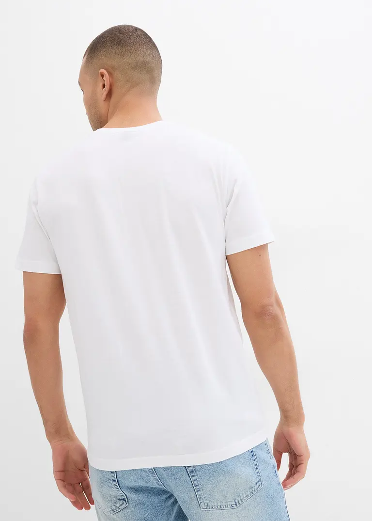 bonprix modernes T-Shirt mit V-Ausschnitt im günstigen Doppelpack - weiß Fabrikpreis