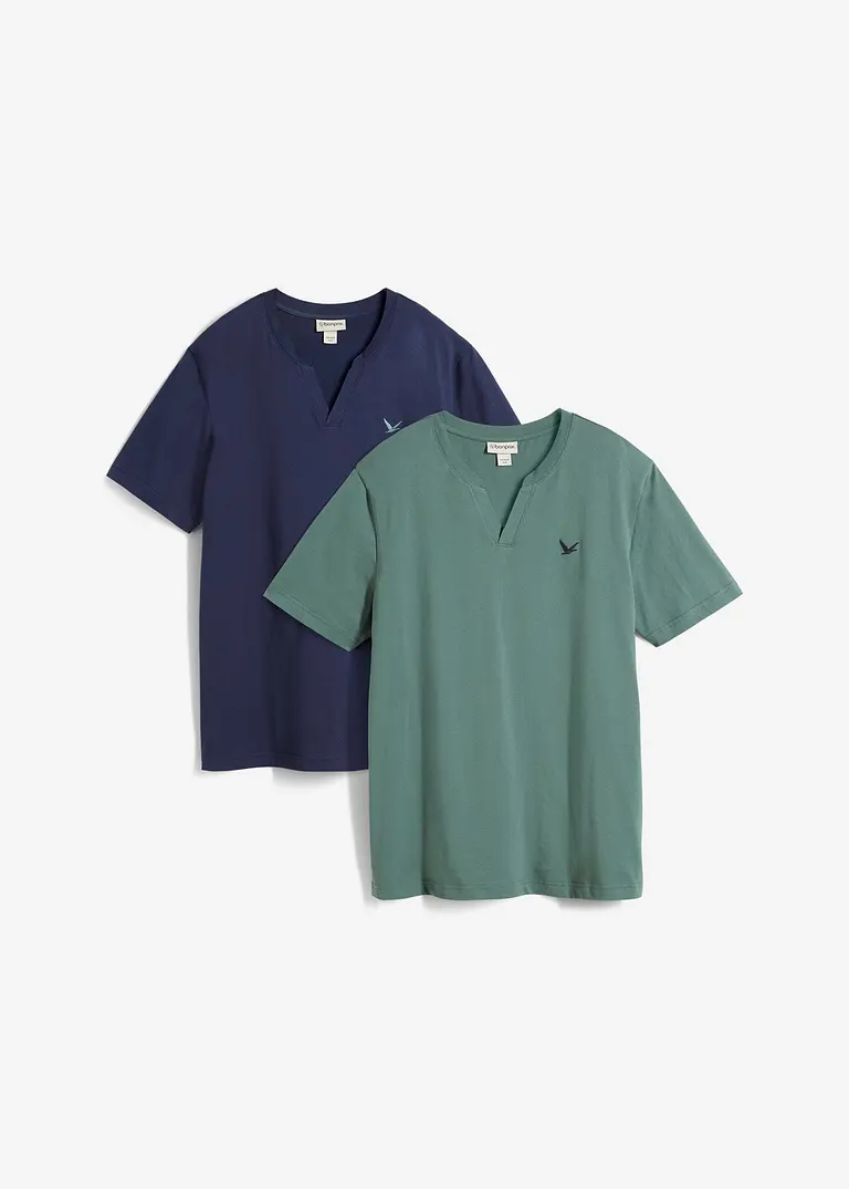 bonprix modernes T-Shirt mit V-Ausschnitt im Doppelpack