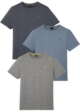 bonprix Schöne T-Shirts im 3er Pack mit kleiner Stickerei auf der Brust