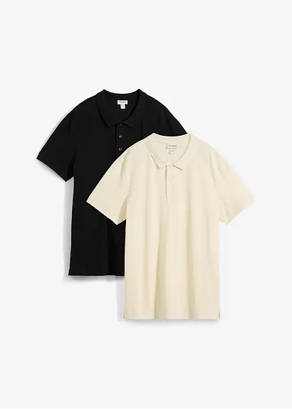 bonprix modernes Poloshirt in Piqué-Qualität im Doppelpack