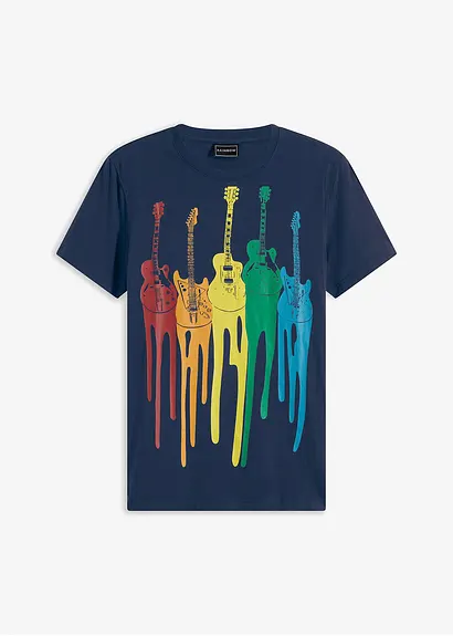bonprix T-Shirt mit angesagtem Frontprint - blau - Herren