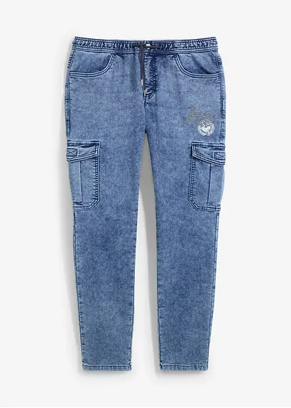 bonprix Modern geschnittene Sweat-Schlupfjeans mit Cargotaschen