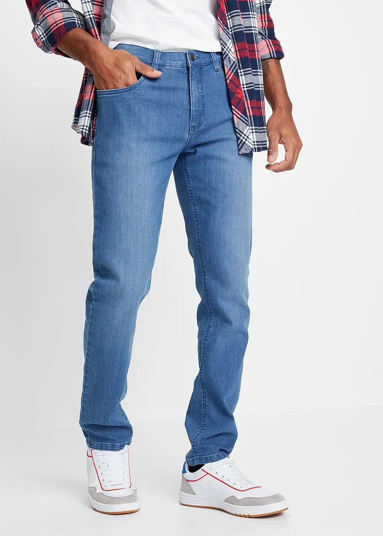 bonprix Modische Slim Fit Stretch-Jeans mit leichter Waschung - blau Kauf eins, bekomm eins gratis