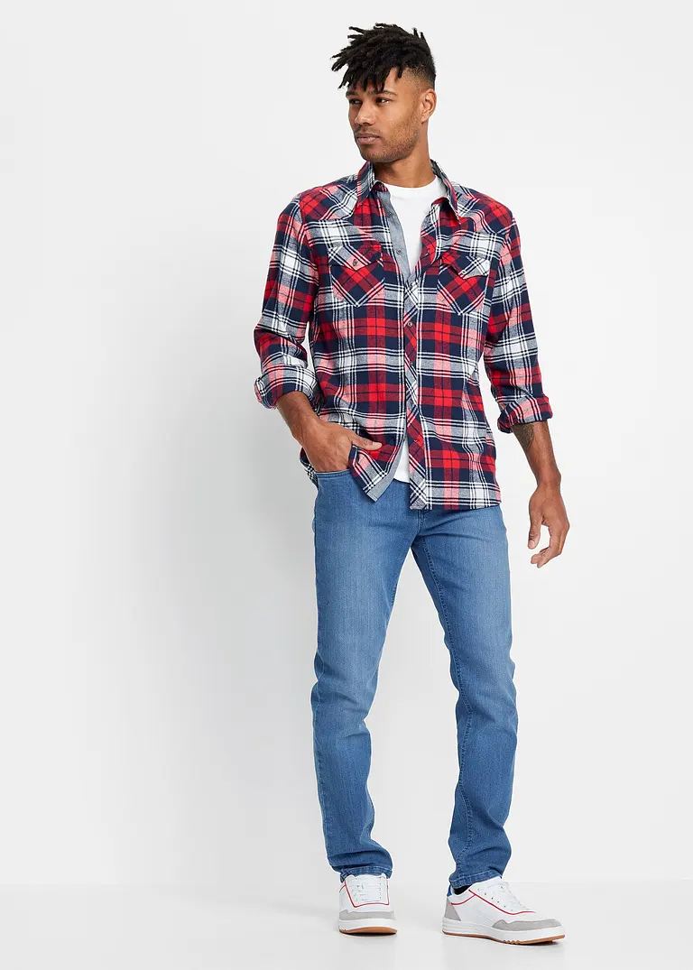 bonprix Modische Slim Fit Stretch-Jeans mit leichter Waschung - blau Kauf eins, bekomm eins gratis