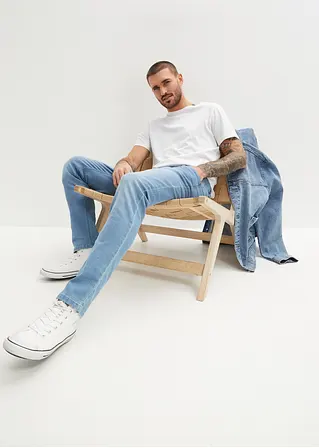 bonprix Modische Slim Fit Stretch-Jeans mit leichter Waschung - blau Tägliche Deals