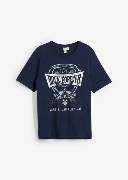 bonprix Kerniges T-Shirt aus reiner Baumwolle - blau - Herren