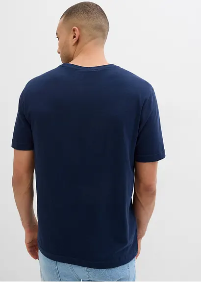 bonprix Kerniges T-Shirt aus reiner Baumwolle - blau - Herren Kostenlose Rückgabe