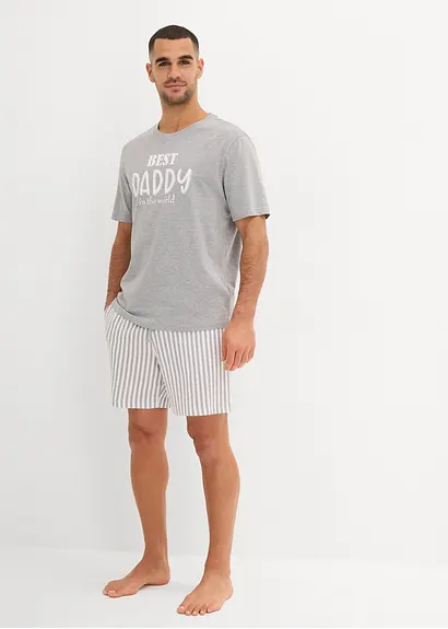 bonprix Gemütlicher Shorty mit Streifen - grau meliert/weiß gestreift Super Rabatt